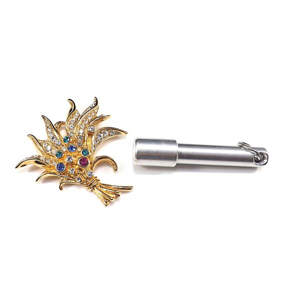 Swarovski Floral Brooch, Multicolored Rhinestones, Swan Logo, Floral Bouquet - Picture 9 of 10